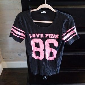 Victoria's Secret PINK Black and Pink T-Shirt